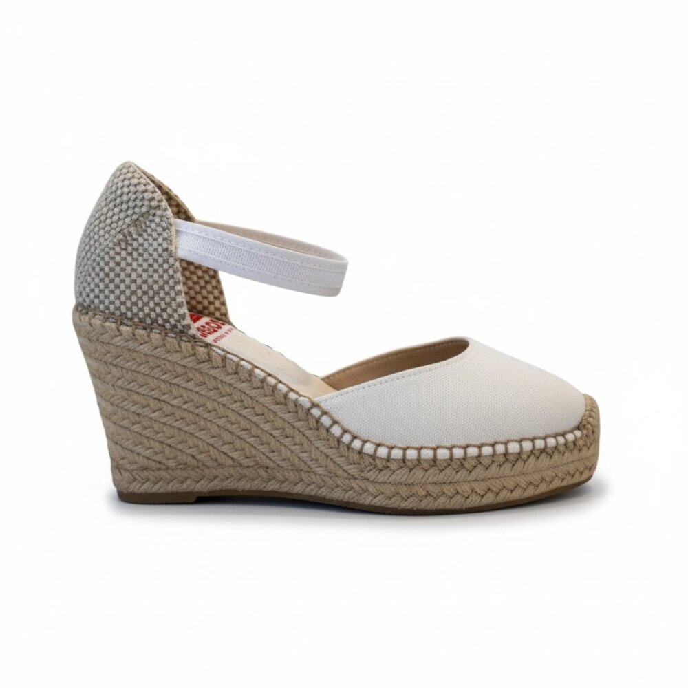 NWOT Diegos Handmade Spain White Canvas Wedge Espadrilles Size 39 or US 8-8.5